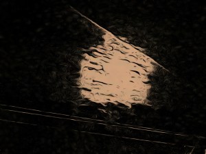 Edited image of a moon during the waxing phase