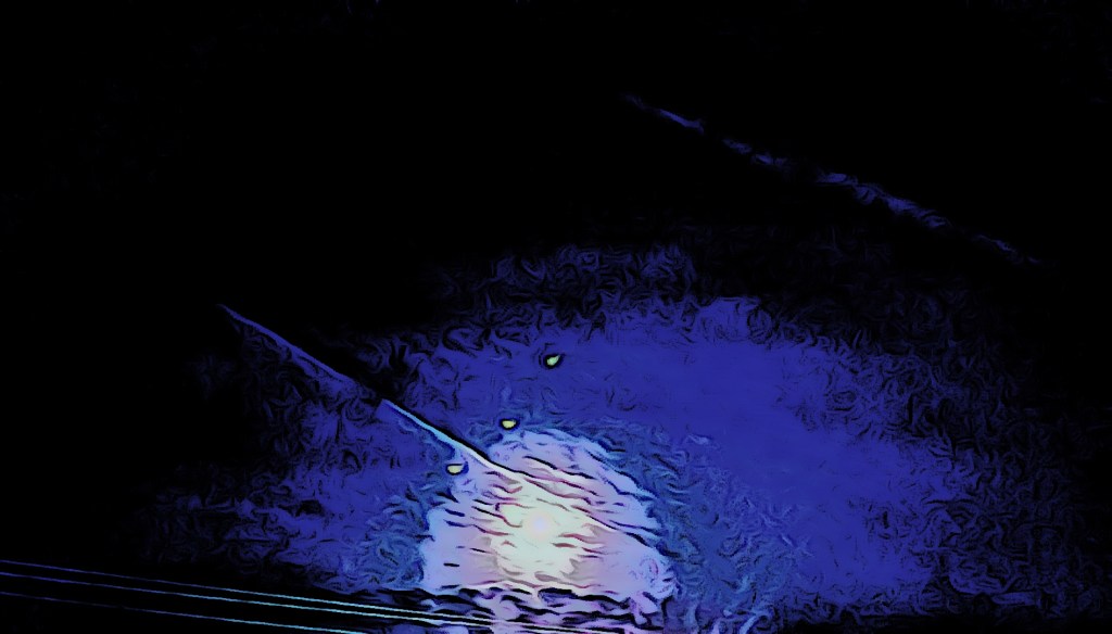 Fill moon rising through the dark night with blue texture