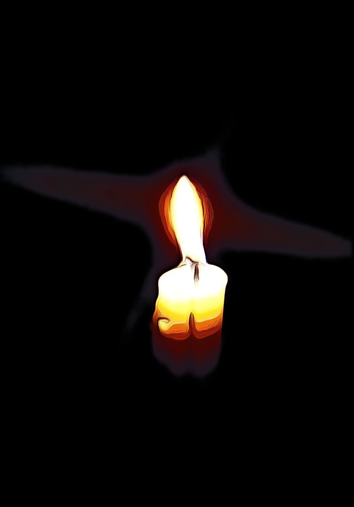 Fictional image of candle burning bright throughout the night 