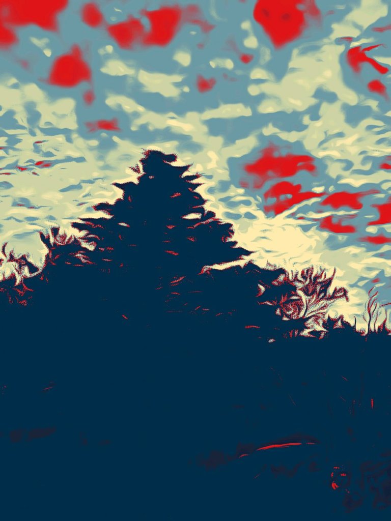 Red image texture of forest and trees