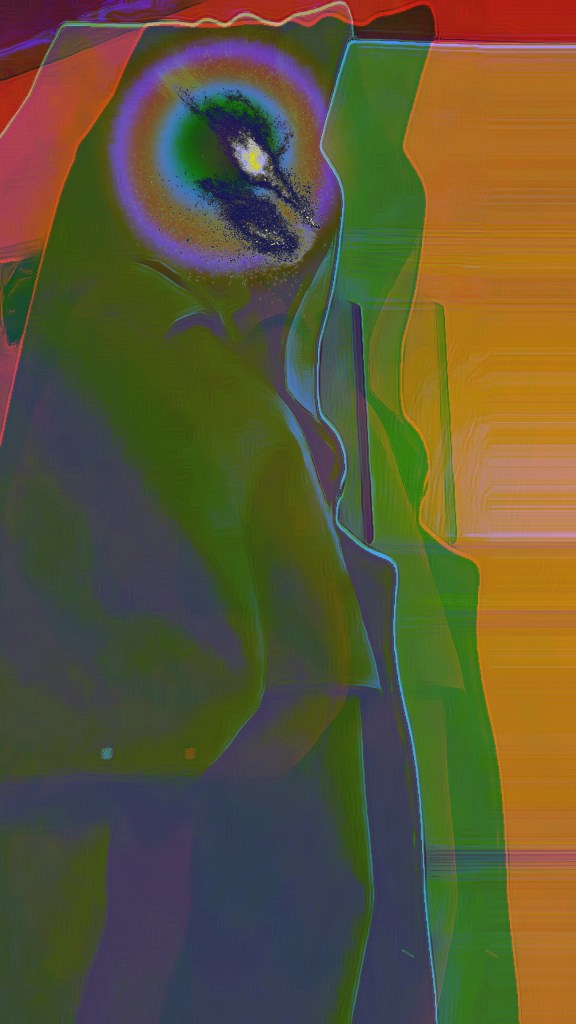 Edited image of a jacket hanging from the door by Dr. Digital Philosophy 