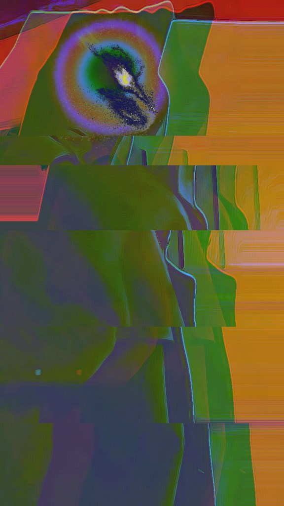 Edited image of colorful glitches during photography shot of unknown image