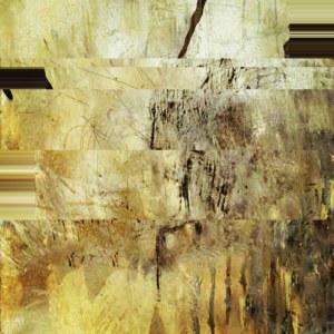 Edited image of window that is manipulated and glitched for effect of final image with brown light shades 