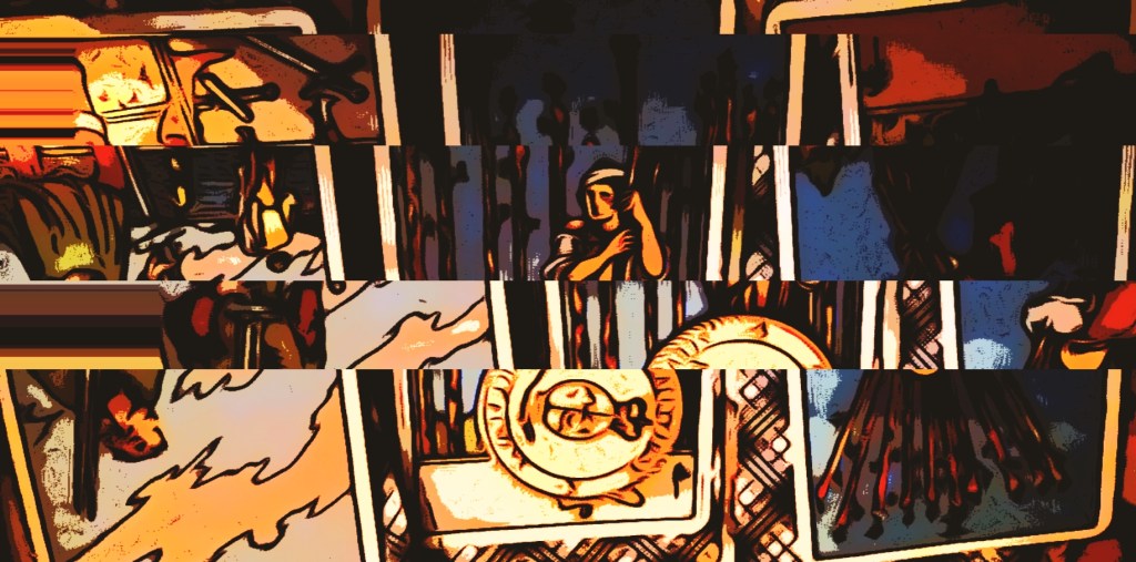 Tarot spread of past, present and future featuring the Rider Waite Tarot Deck