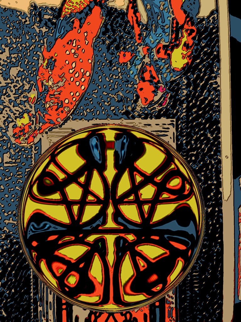 The five of pentacles reversed from the Rider Waite Tarot Deck edited by Dr Digital Philosophy during April 2021-2022 