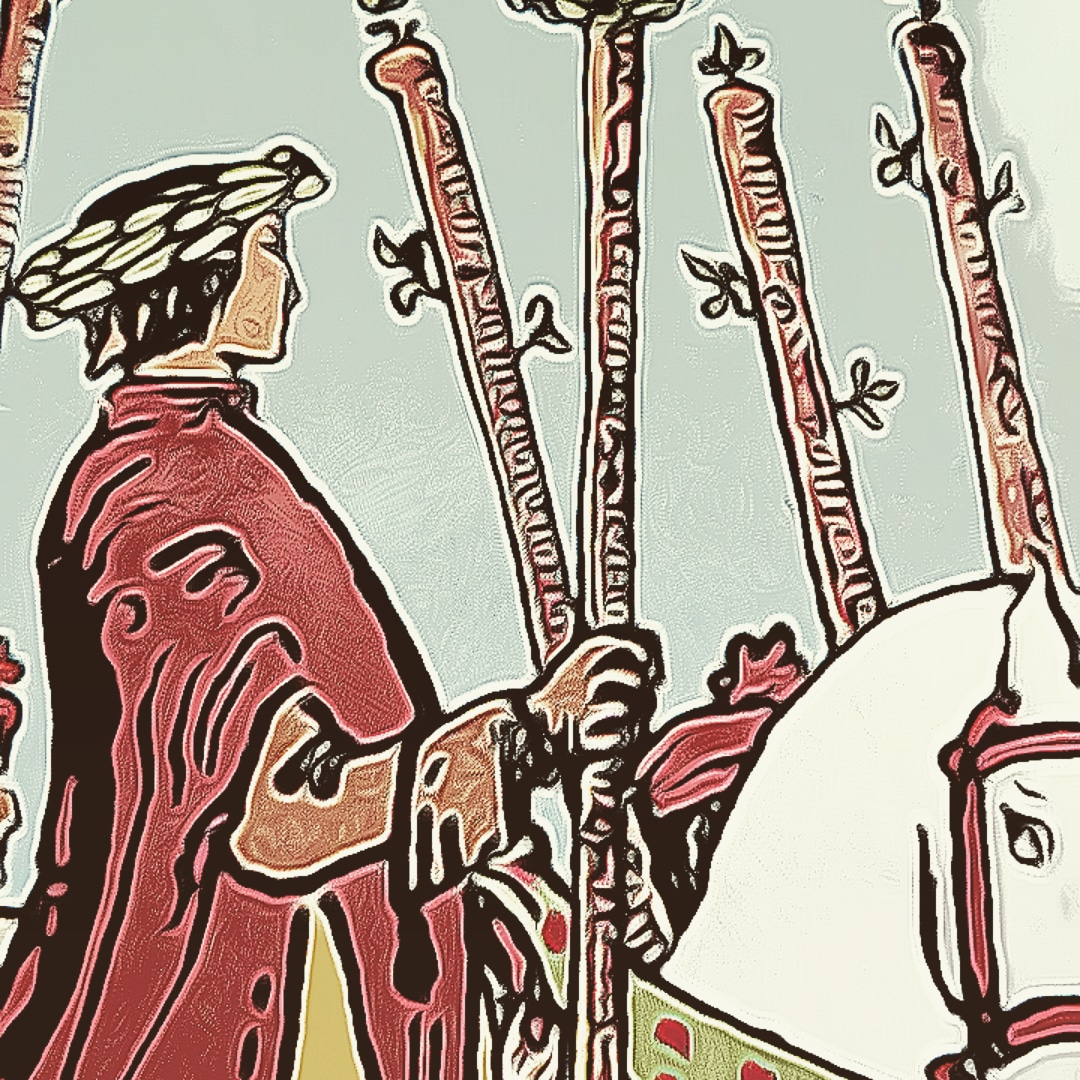 Six of Wands from the Rider Waite Tarot Deck edited by Dr Digital Philosophy 2022