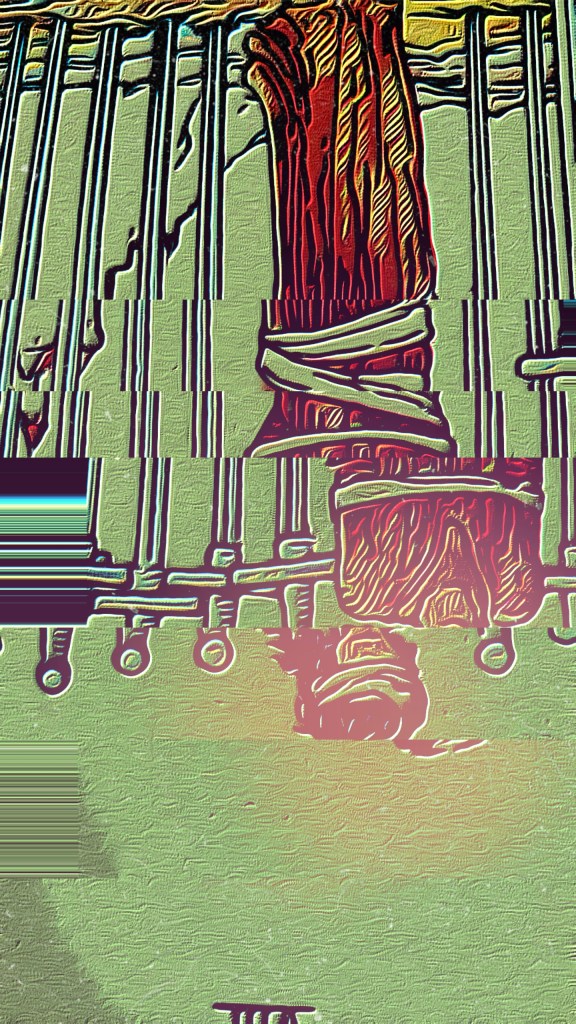 Glitched image of the eight of swords from the Rider Waite Tarot Deck 2021-2022 