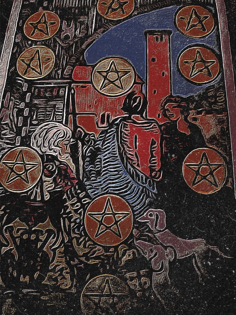 The ten of pentacles edited by Dr Digital Philosophy from the Rider Waite Tarot Deck 2021-2022 