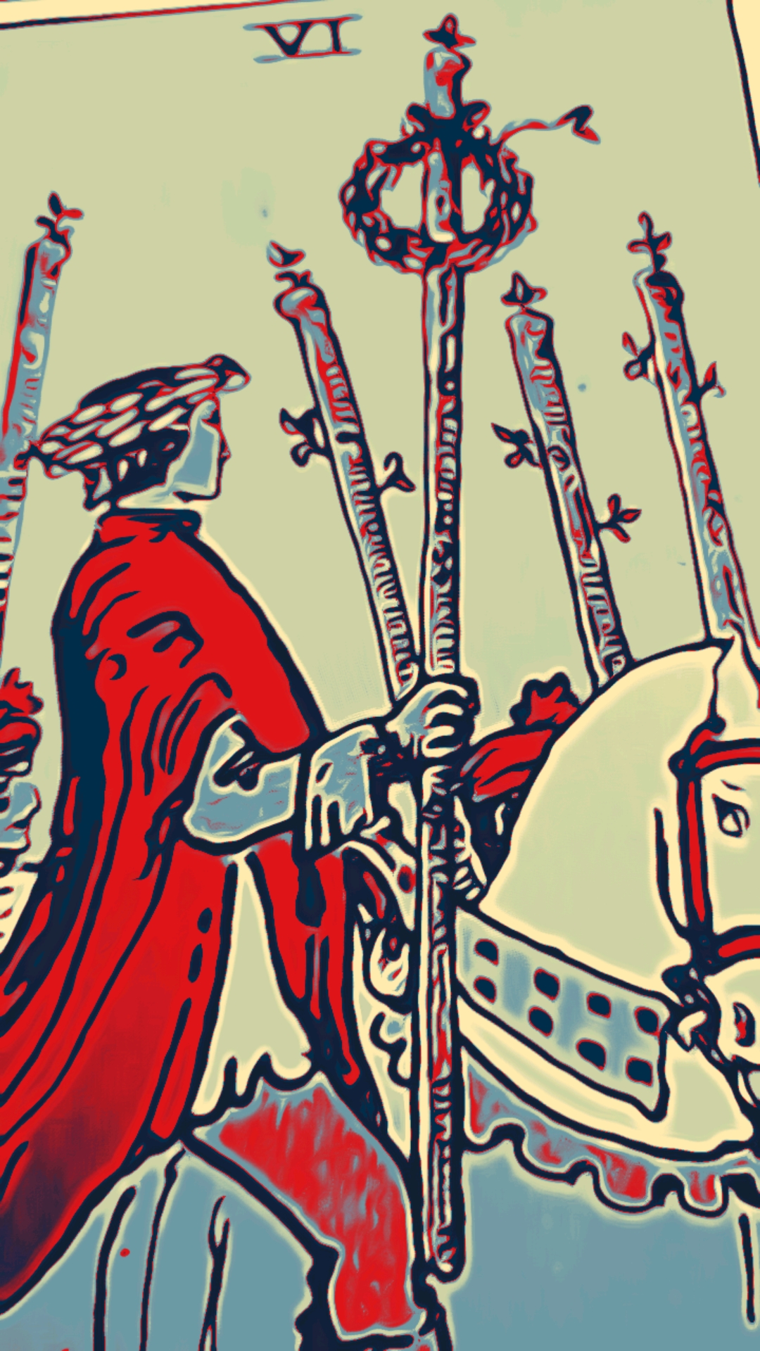 The six of wands edited from the Rider Waite Tarot Deck 2022