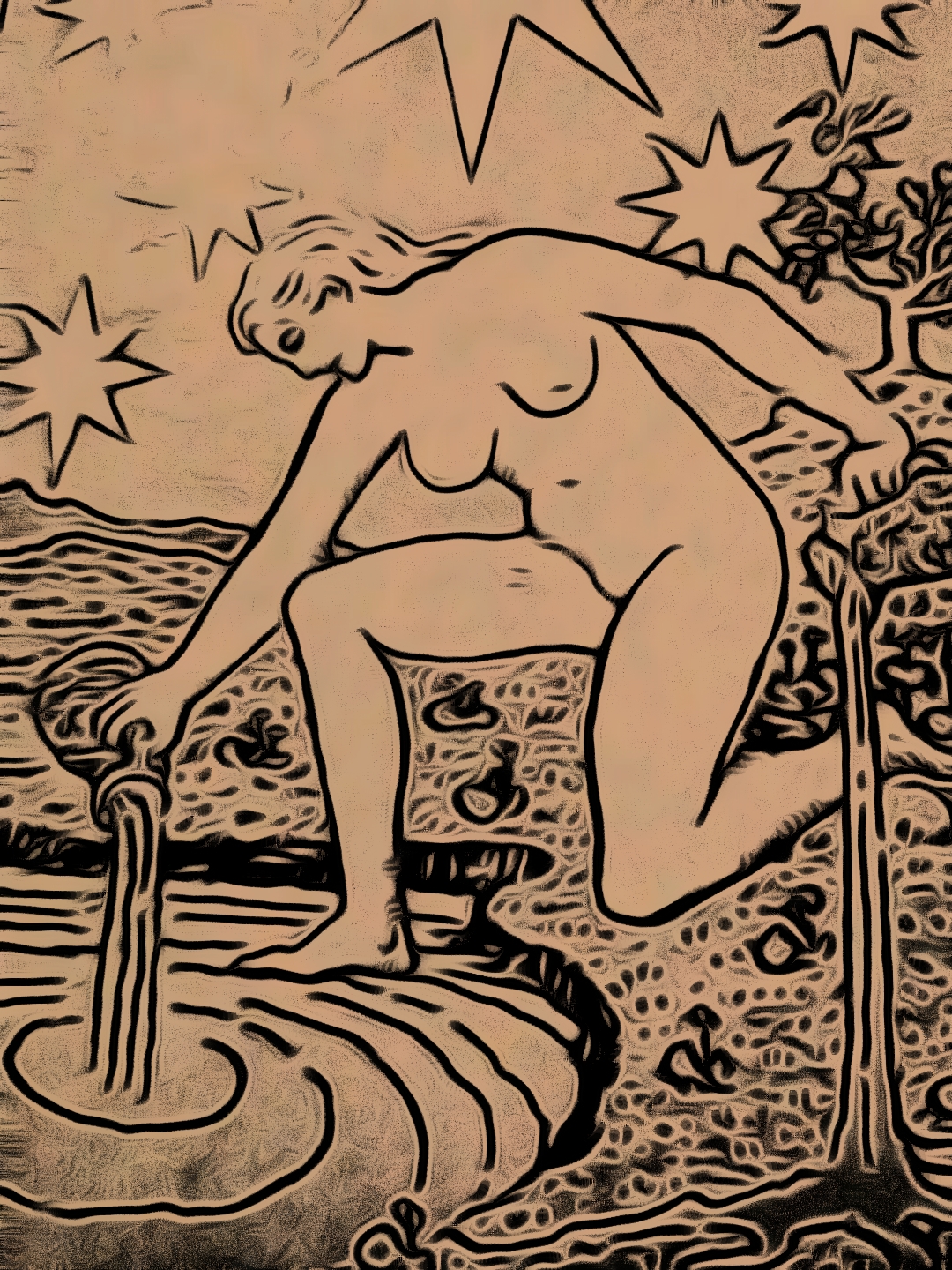 Edited photograph of the starcard from the Rider Waite Tarot Deck