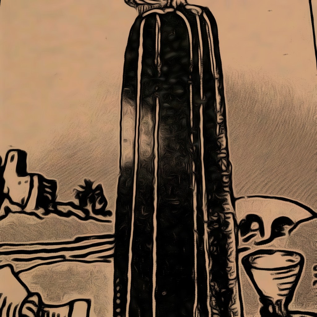 The five of cups from the Rider Waite Tarot Deck edited on 2022