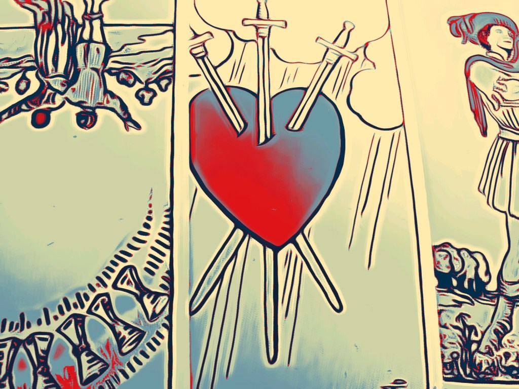 Tarot card sequence from the Rider Waite Tarot Deck edited by Dr Digital Philosophy 2022