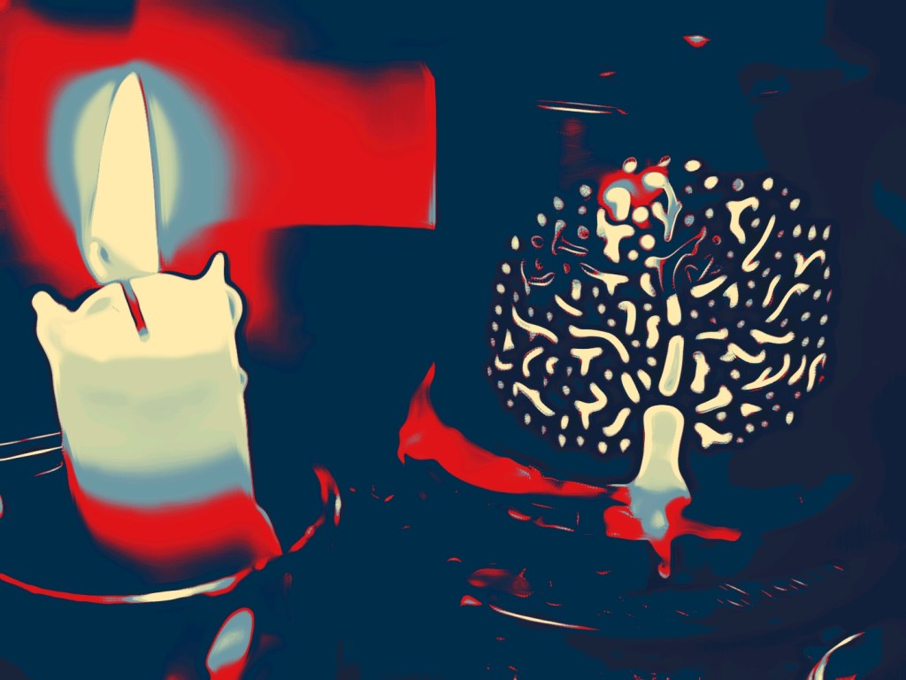 Candle and scent burner edited in red effect April 2021-2022 Skinner J.Tyler 