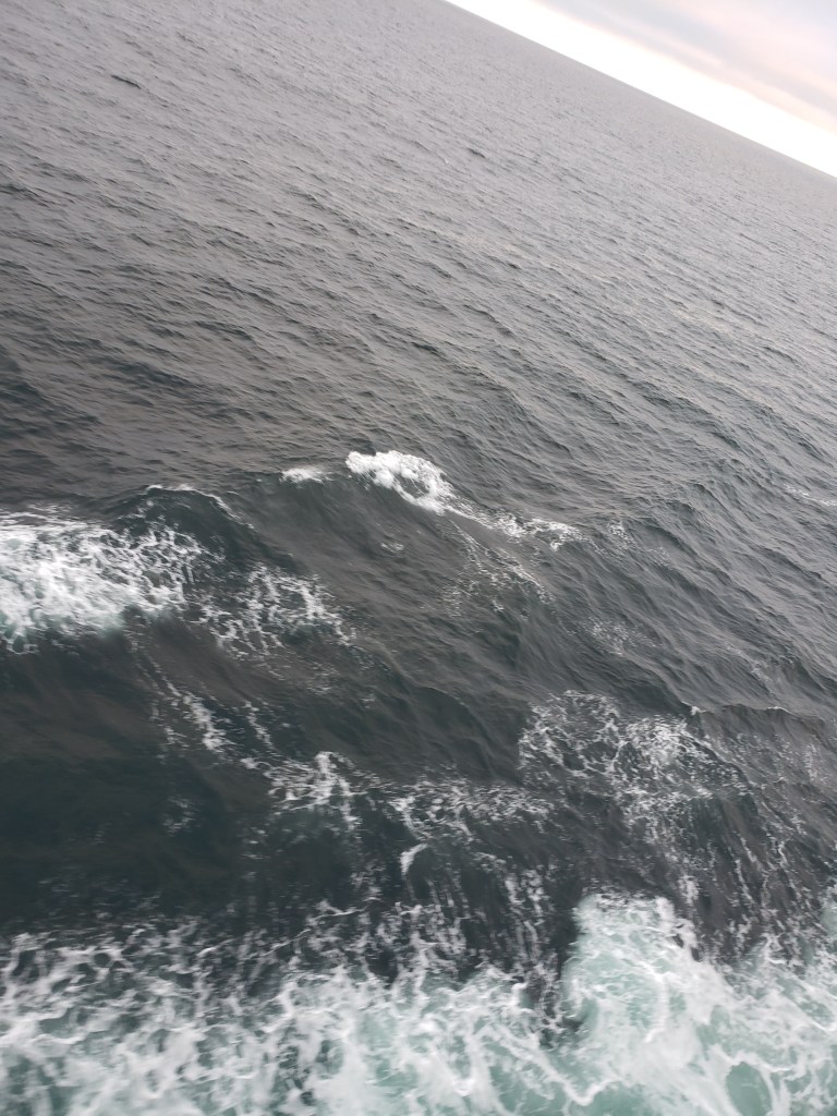Ocean waves crossing the Cabot Strait from Newfoundland to Nova Scotia, Canada